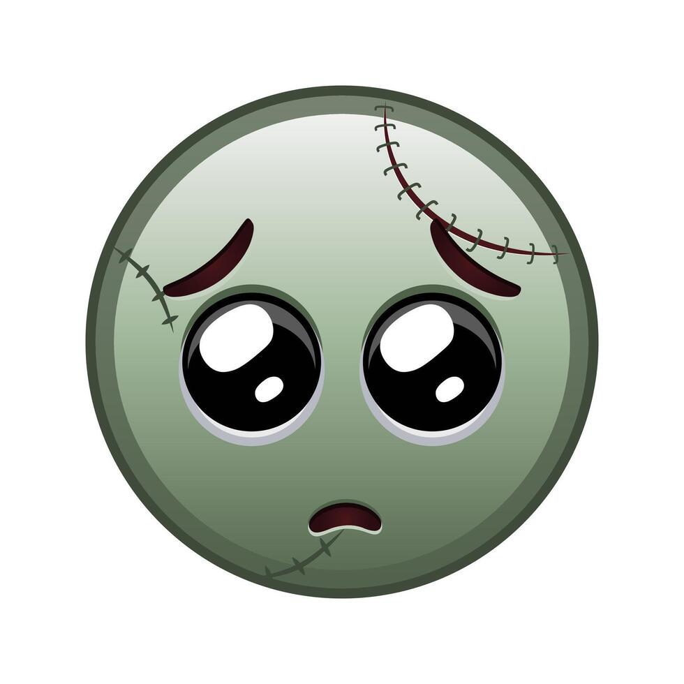 Face with pleading eyes Large size of zombie halloween emoji vector