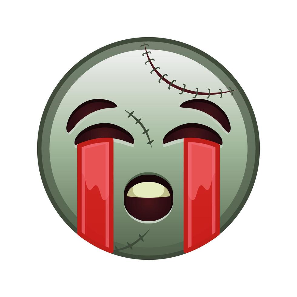Face crying loudly Large size of zombie halloween emoji vector