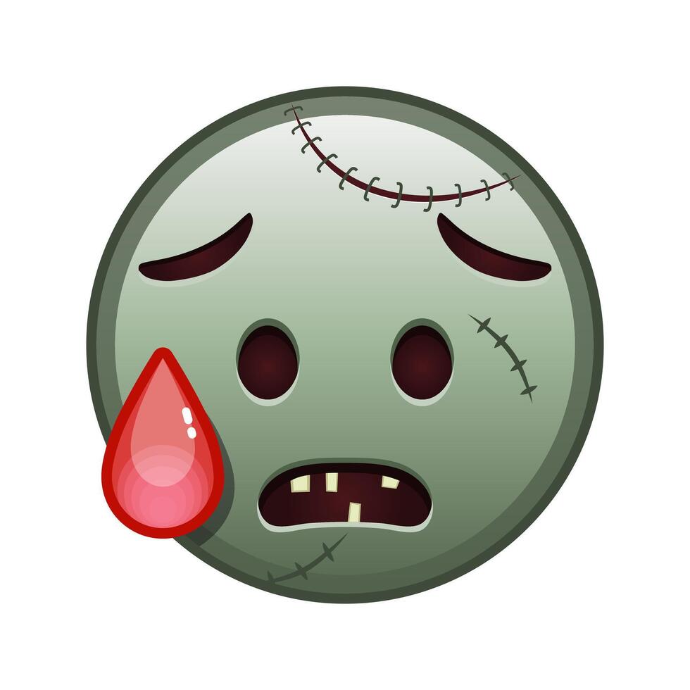 Face with open mouth in cold sweat Large size of zombie halloween emoji vector