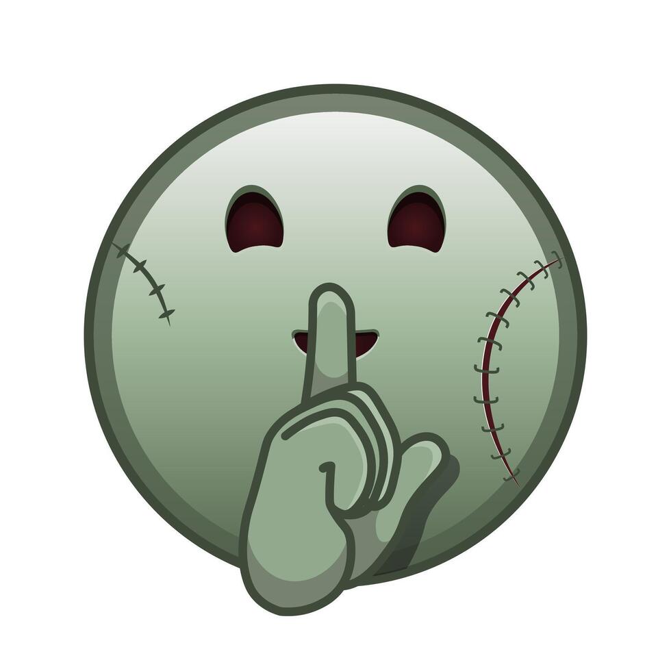 Face with index finger at lips Large size of zombie halloween emoji vector