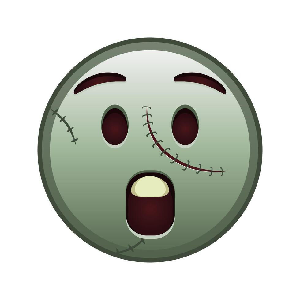 Face with open mouth Large size of zombie halloween emoji vector