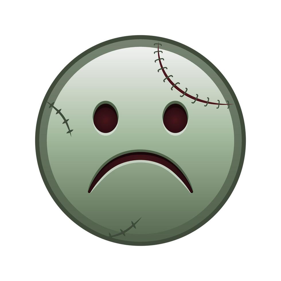 Frowning sad face Large size of zombie halloween emoji vector