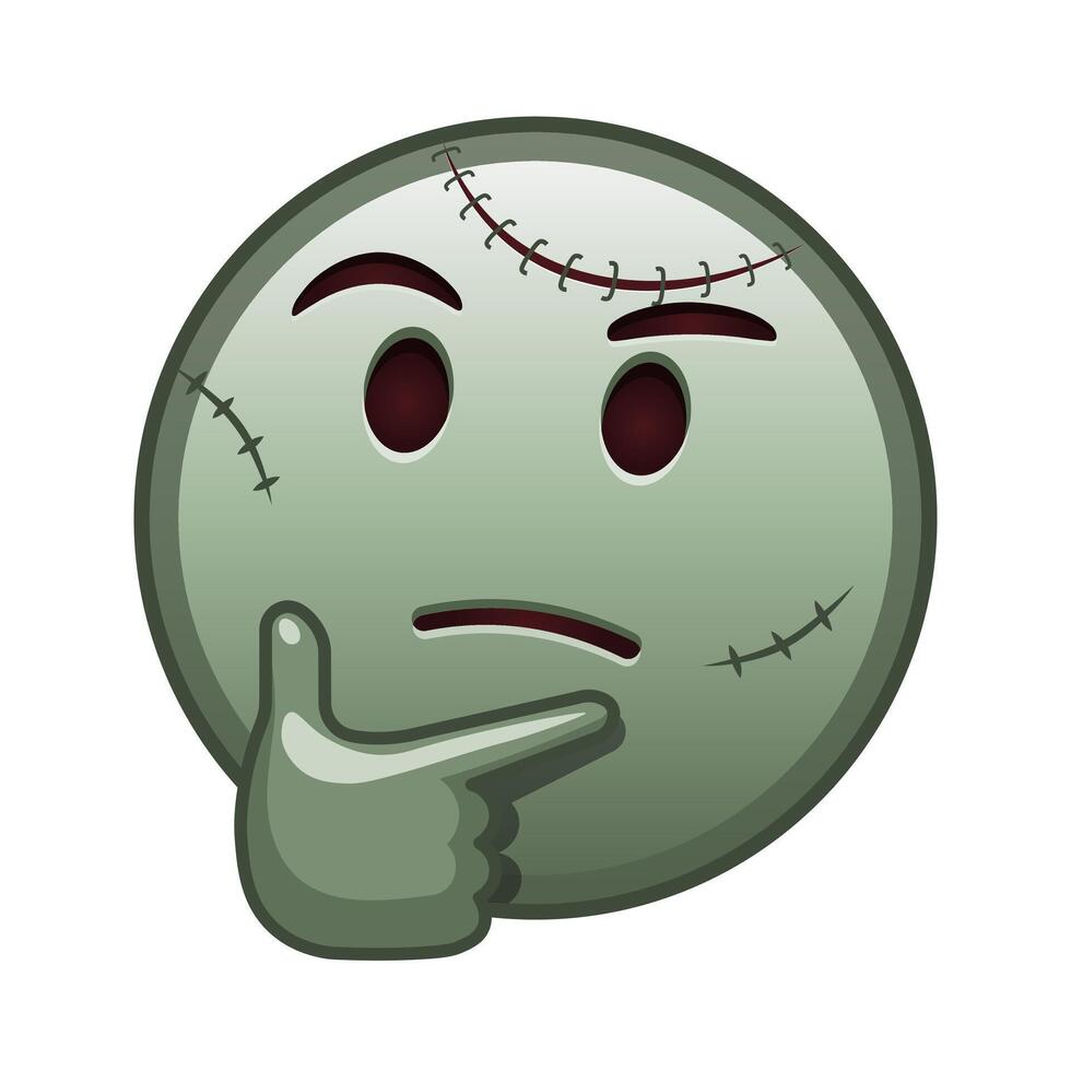 Thoughtful face Large size of zombie halloween emoji vector