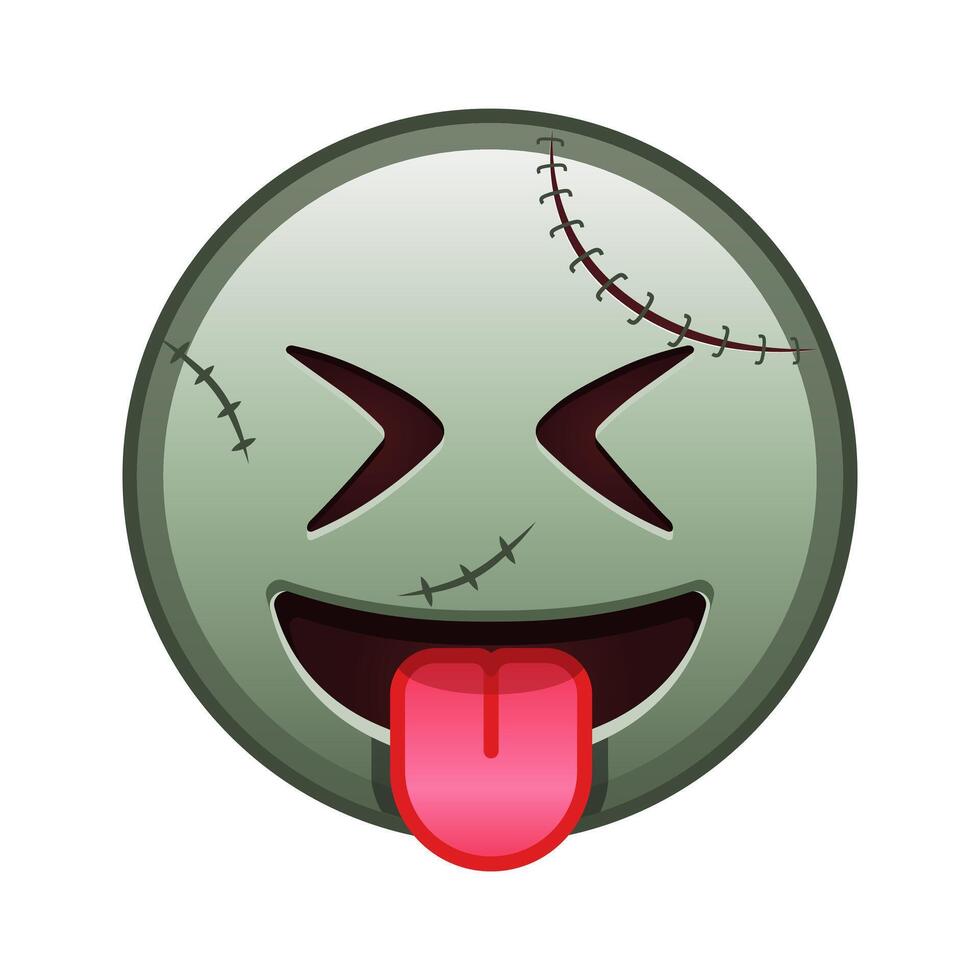 Face with protruding tongue and tightly closed eyes Large size of zombie halloween emoji vector