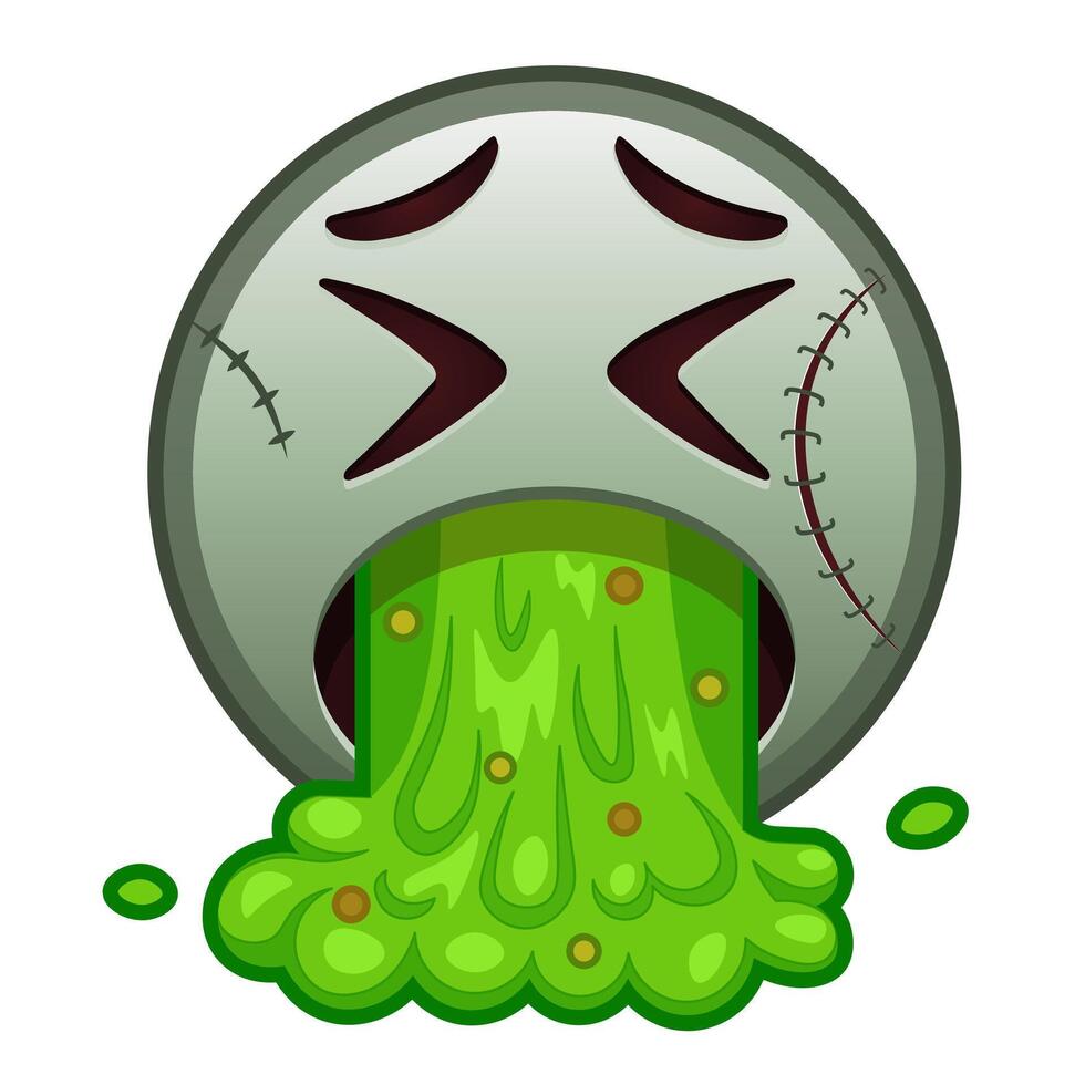 Face vomiting Large size of zombie halloween emoji vector