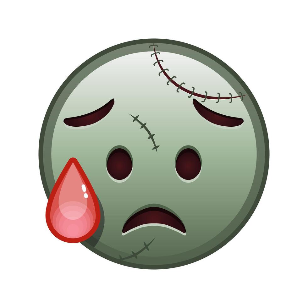 Face with an expression of disappointment and relief Large size of zombie halloween emoji vector