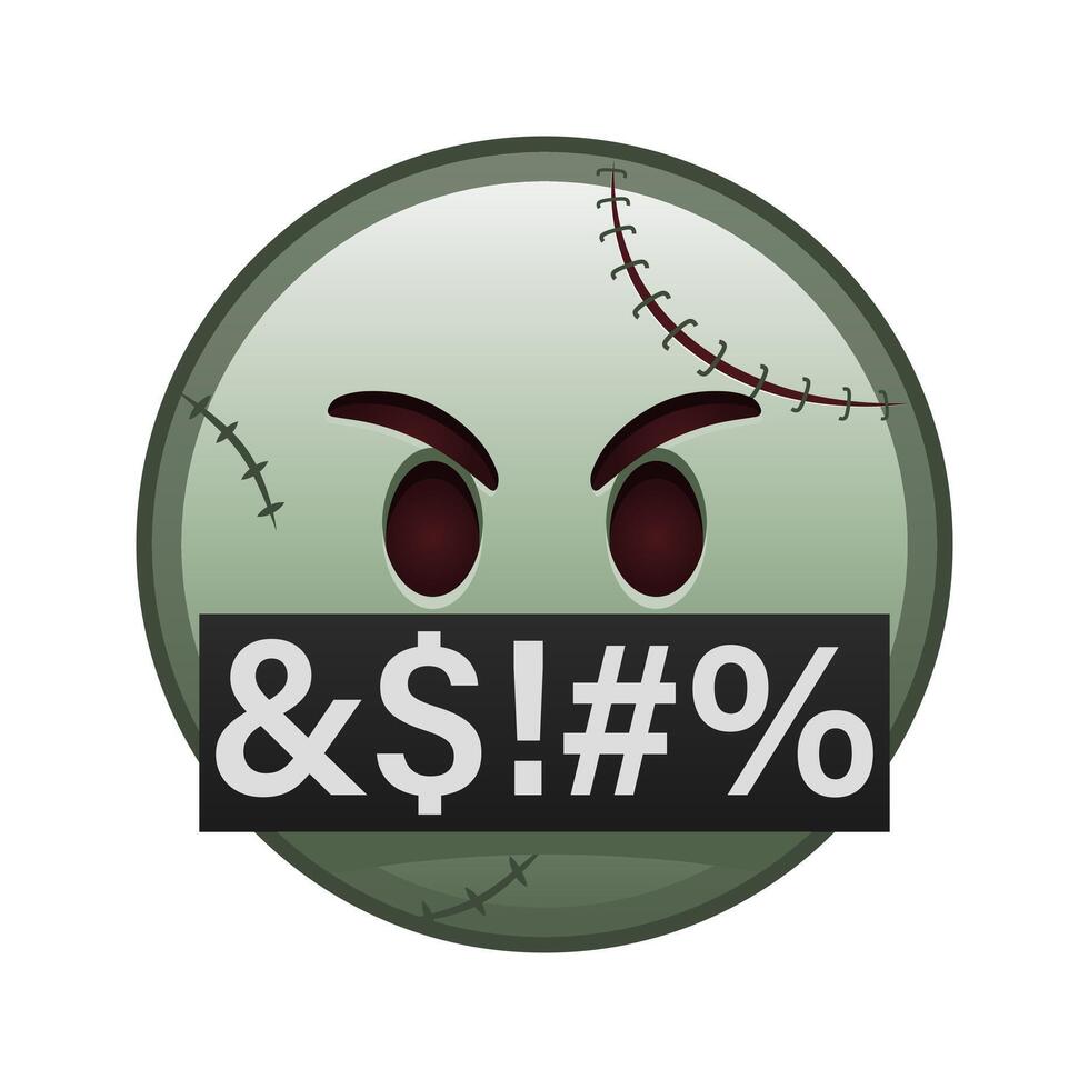 Evil face with hidden mouth symbols Large size of zombie halloween emoji vector