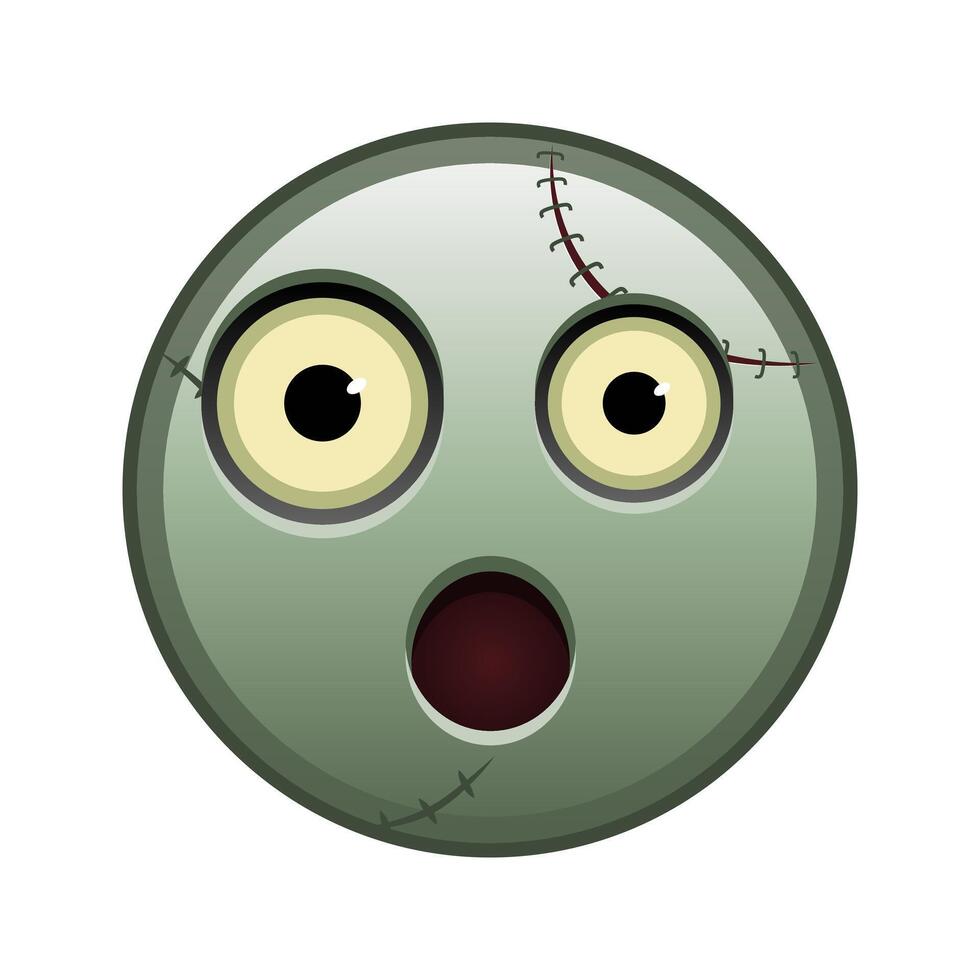 Face with open mouth Large size of zombie halloween emoji vector