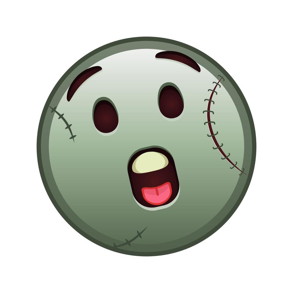 Face with open mouth Large size of zombie halloween emoji vector