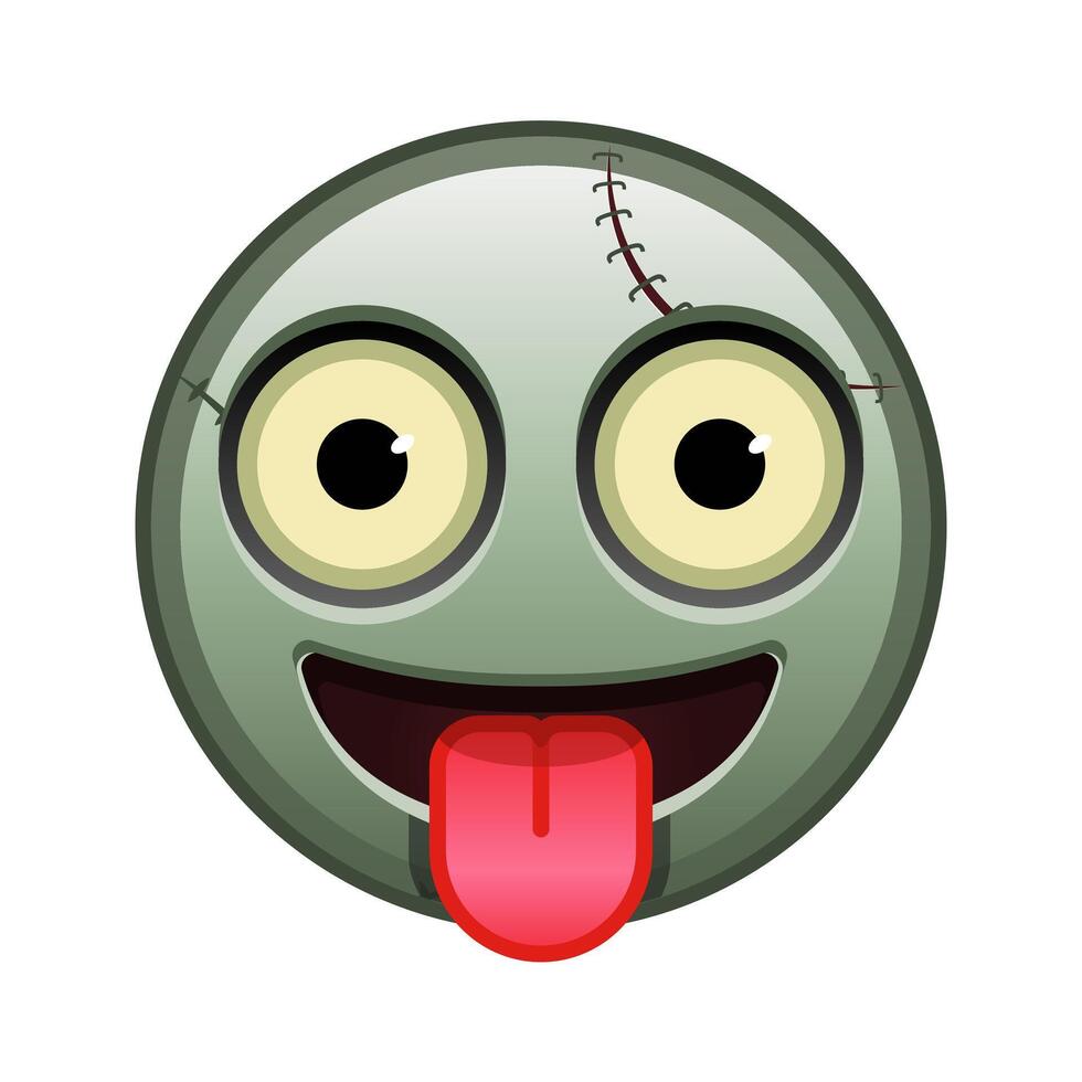 Face with protruding tongue Large size of zombie halloween emoji vector