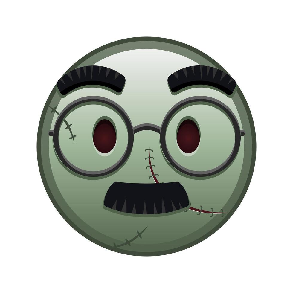 Face with glasses and mustache Large size of zombie halloween emoji vector