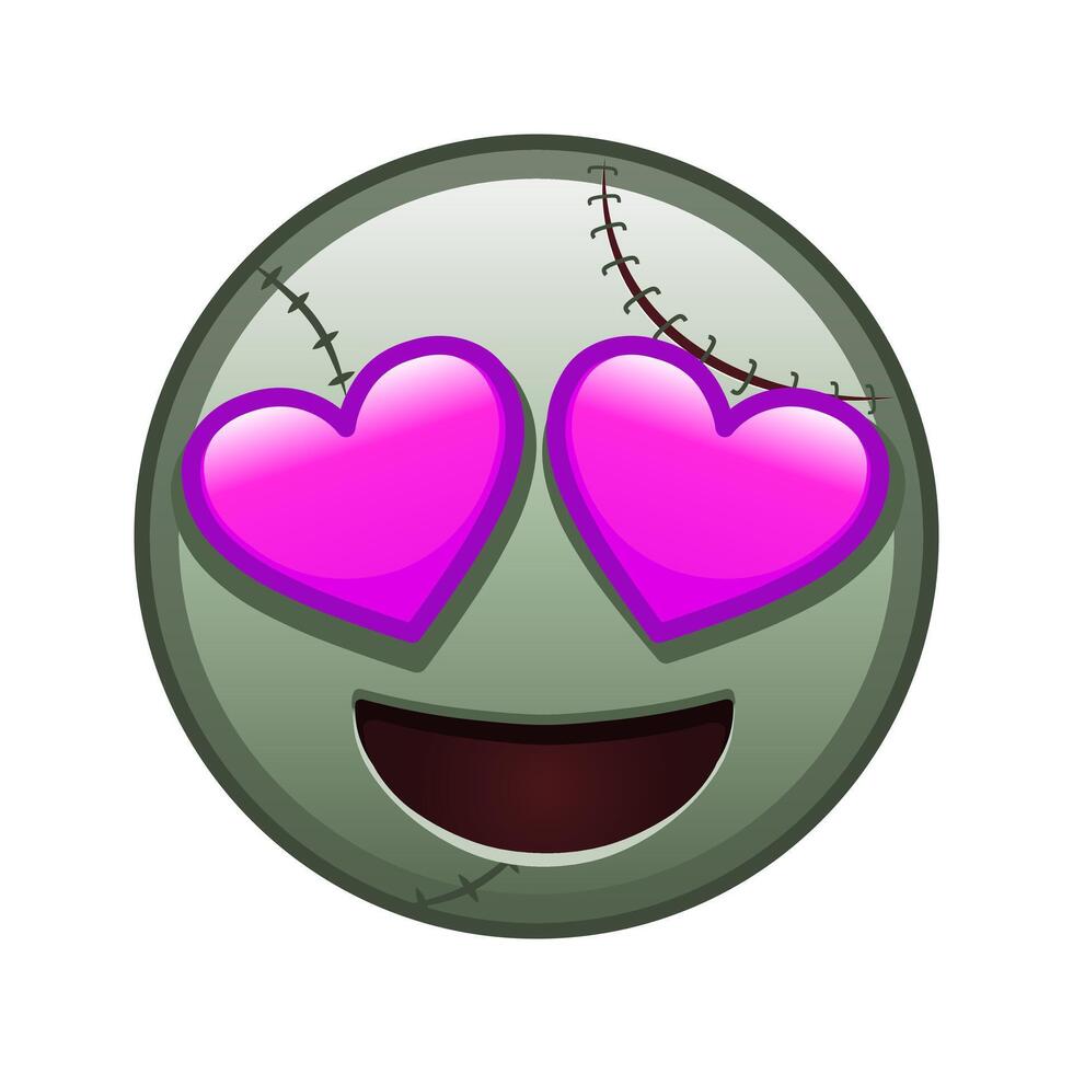 Smiling face with heart eyes Large size of zombie halloween emoji vector