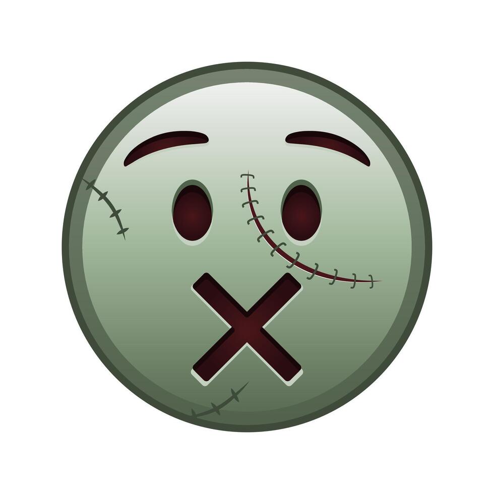 Face with crossed-out mouth Large size of zombie halloween emoji vector