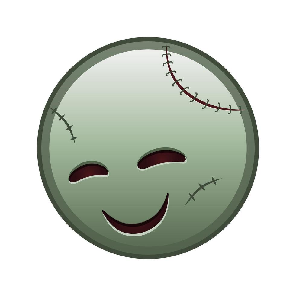 Smiling face with laughing eyes Large size of zombie halloween emoji vector