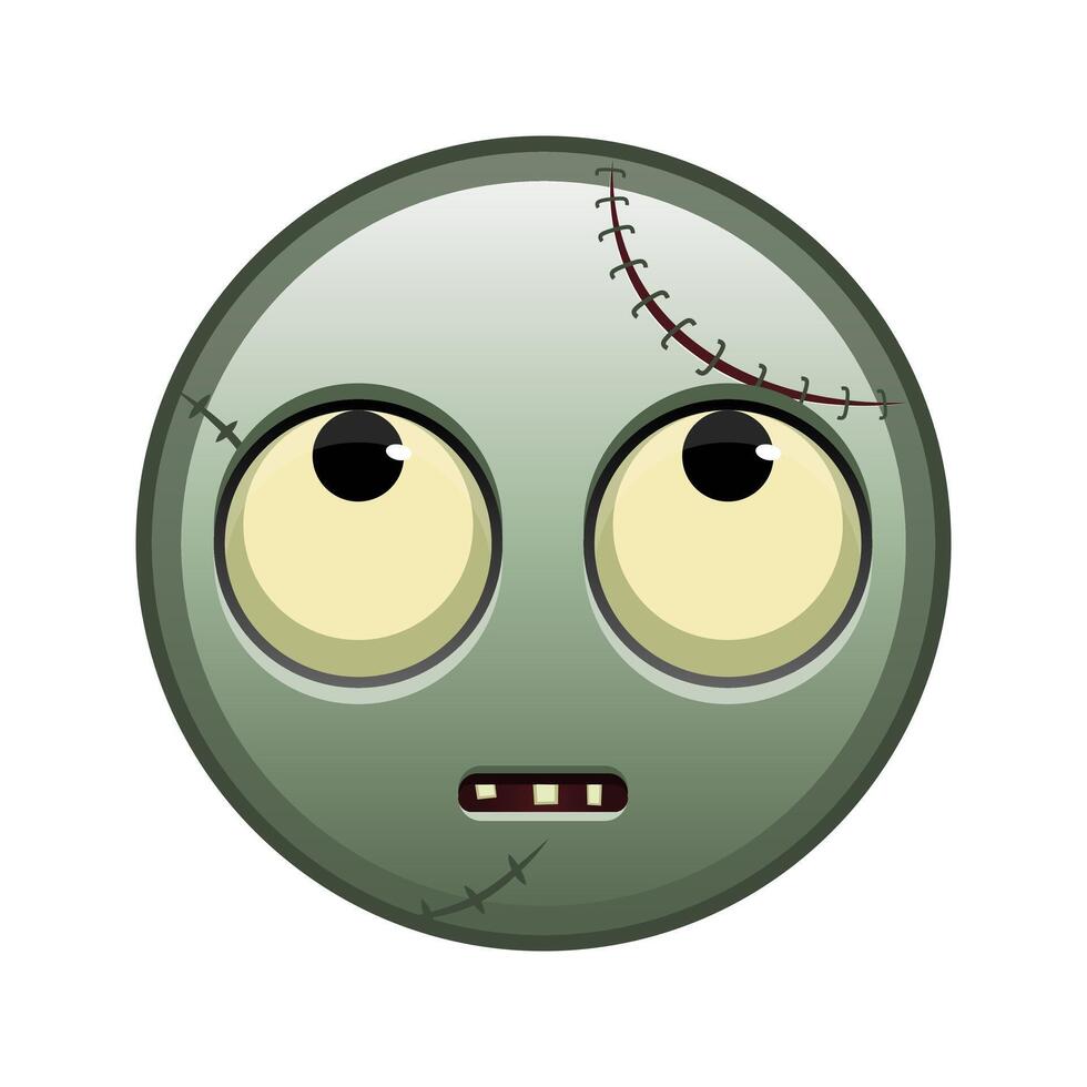 Face with rolling eyes Large size of zombie halloween emoji vector