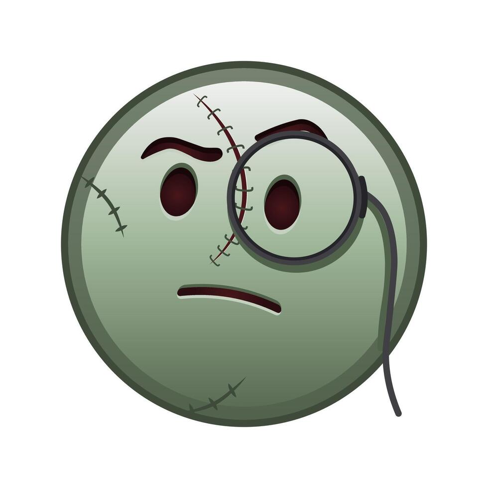 Face with monocle Large size of zombie halloween emoji vector
