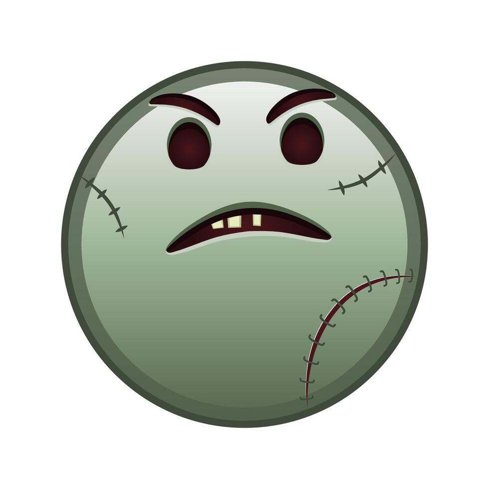 Face with an expression of displeasure Large size of zombie halloween emoji vector