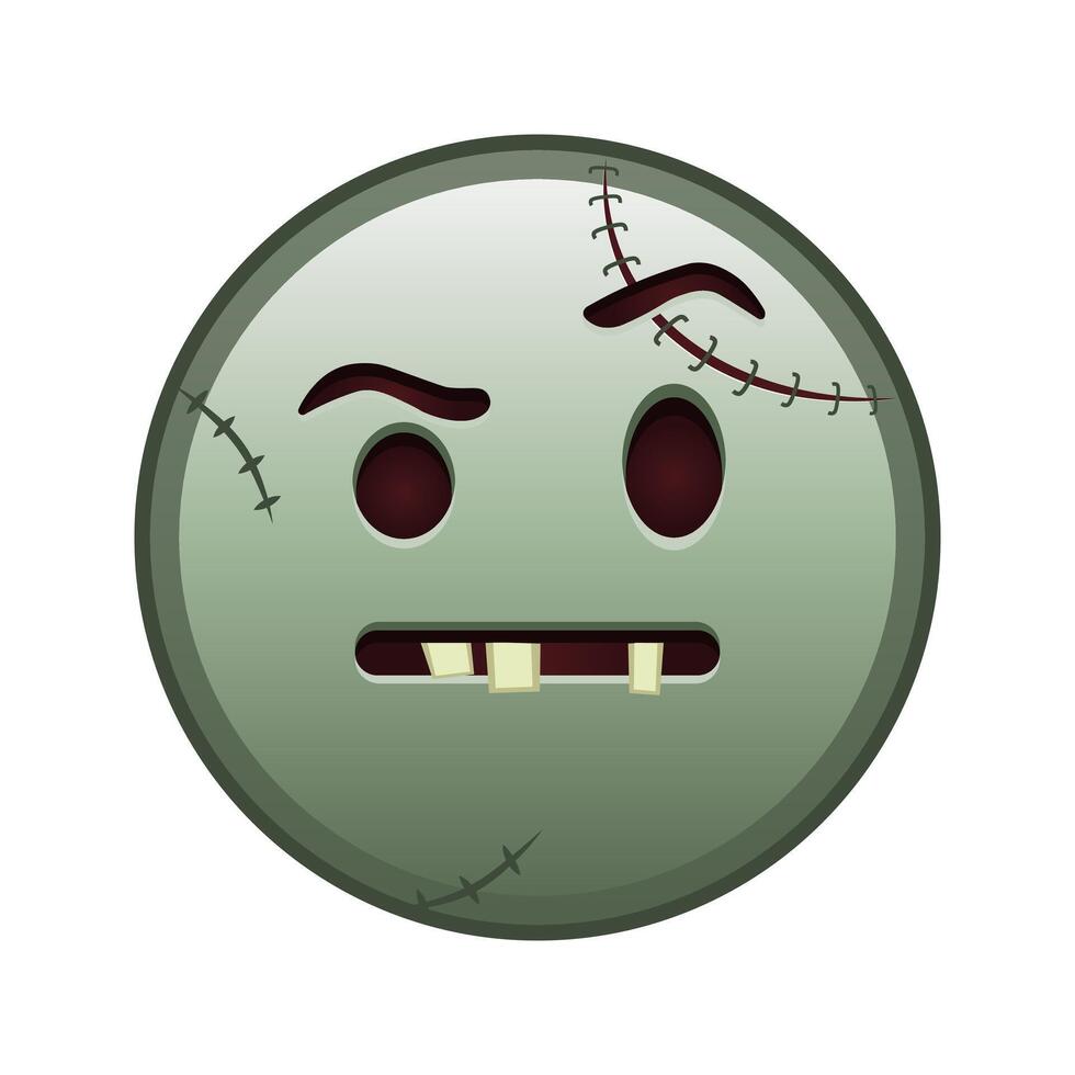 Face with one eyebrow raised Large size of zombie halloween emoji vector