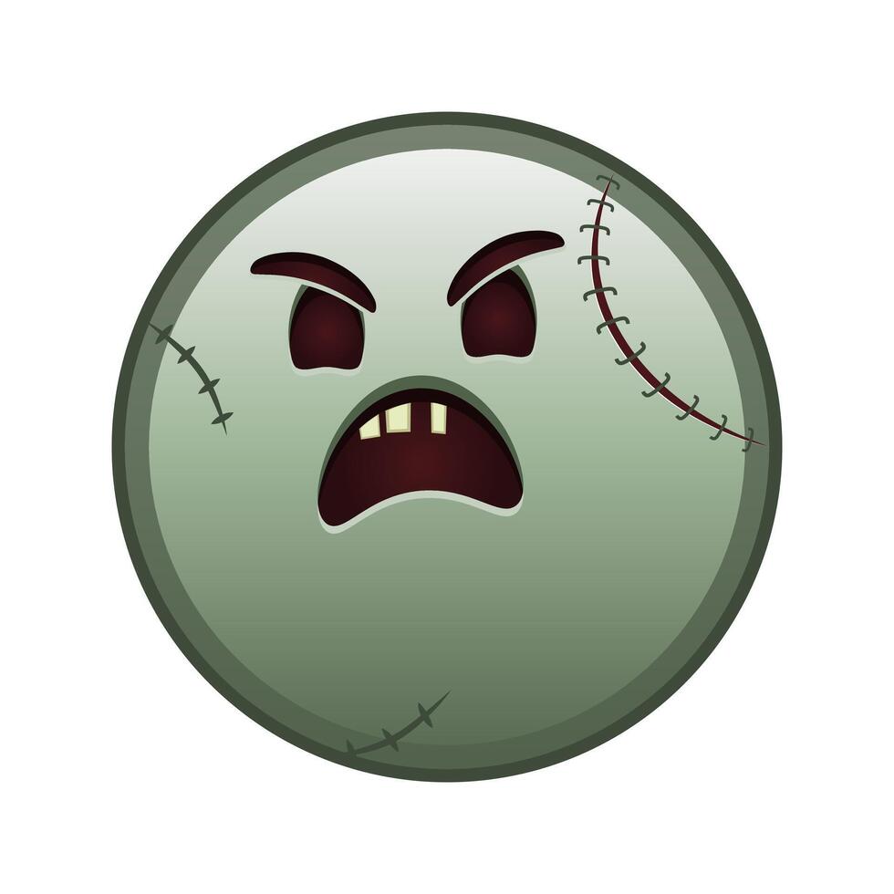 Angry face Large size of zombie halloween emoji vector