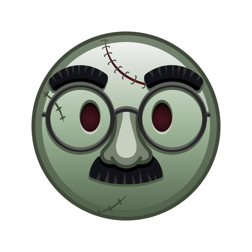 Face with glasses and mustache Large size of zombie halloween emoji vector
