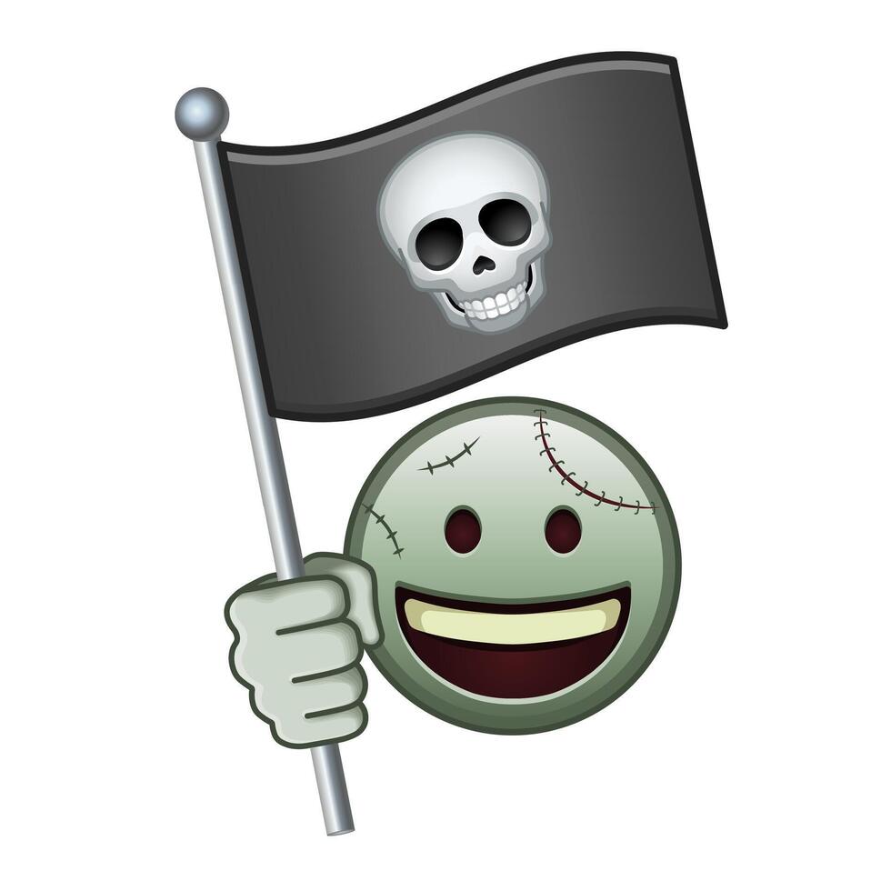 Emoji with white flag Large size of zombie halloween emoji vector