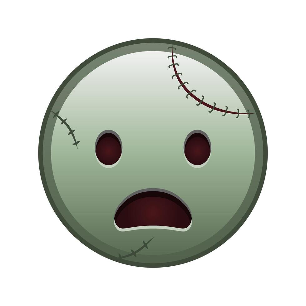 Frowning face with open mouth Large size of zombie halloween emoji vector
