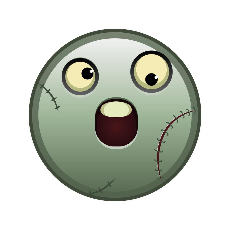 A grinning face with one large and one small eye Large size of zombie halloween emoji vector