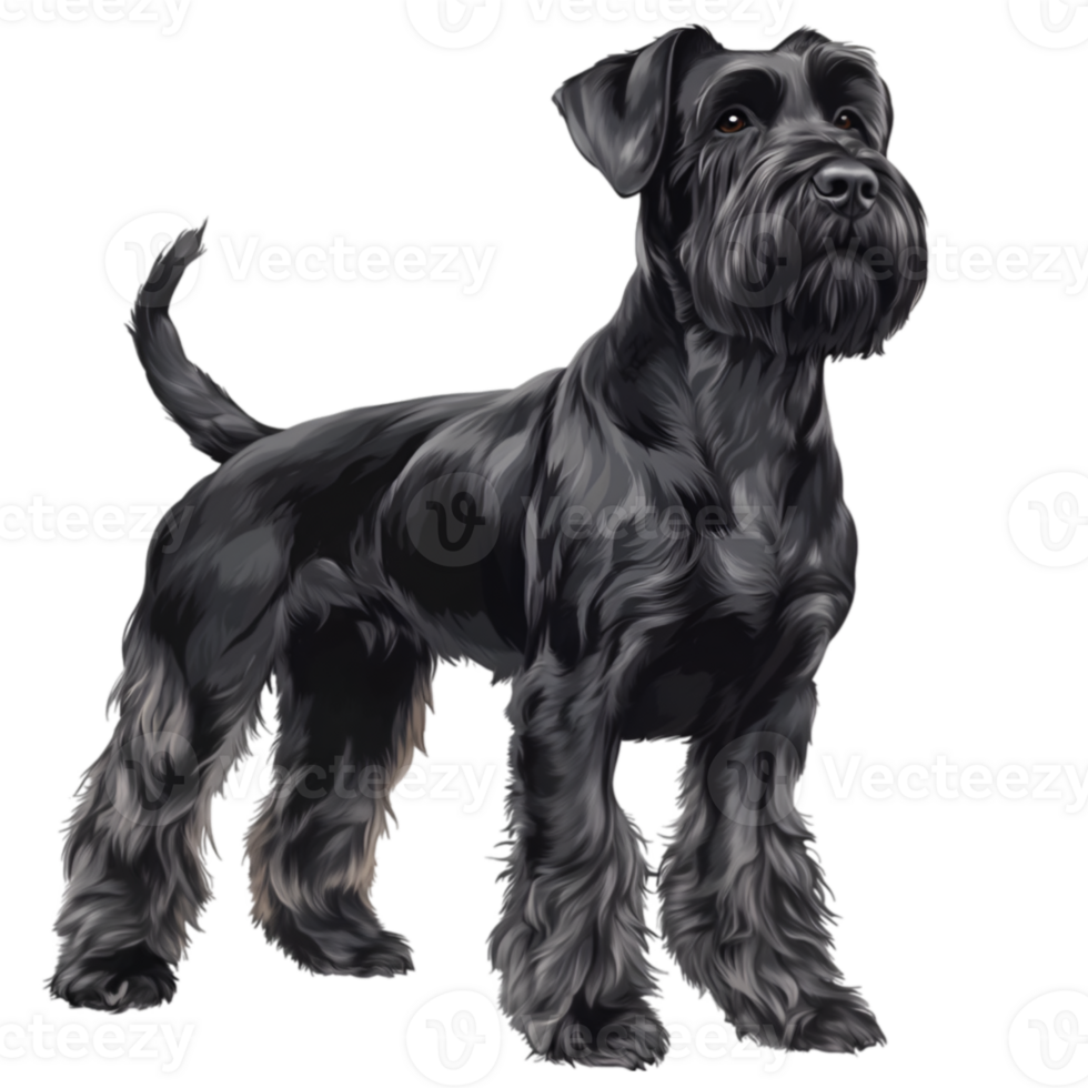 Giant Schnauzer Full Body Drawing, Canine Illustration png