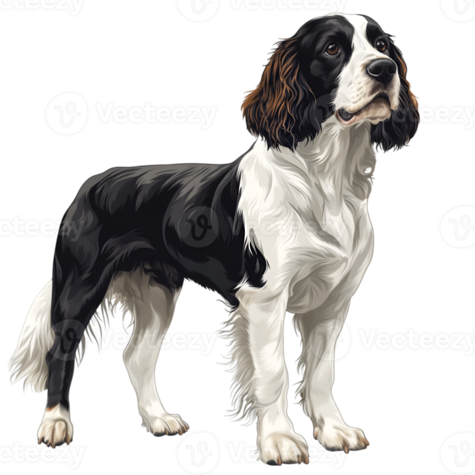 English Springer Spaniel Full Body Drawing, Canine Illustration png