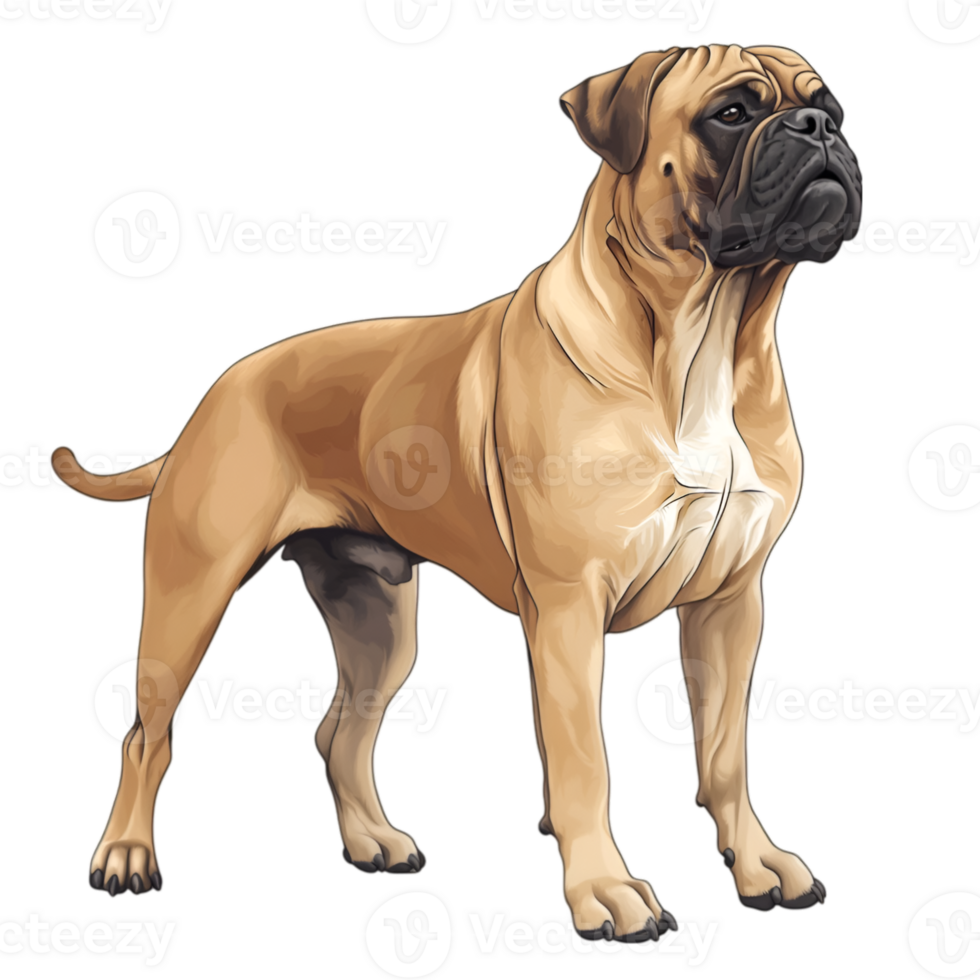 Bullmastiff Full Body Drawing, Guard Dog Illustration png