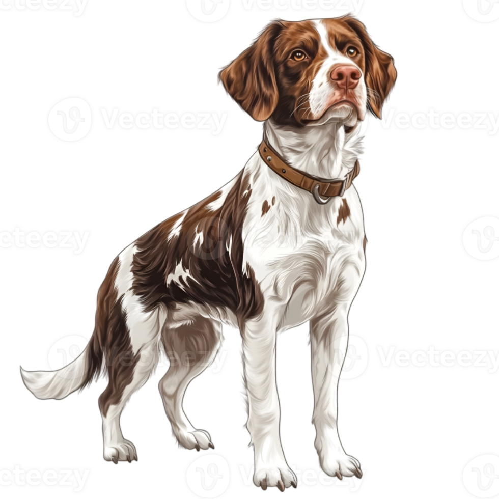 Brittany Full Body Drawing, Canine Illustration png