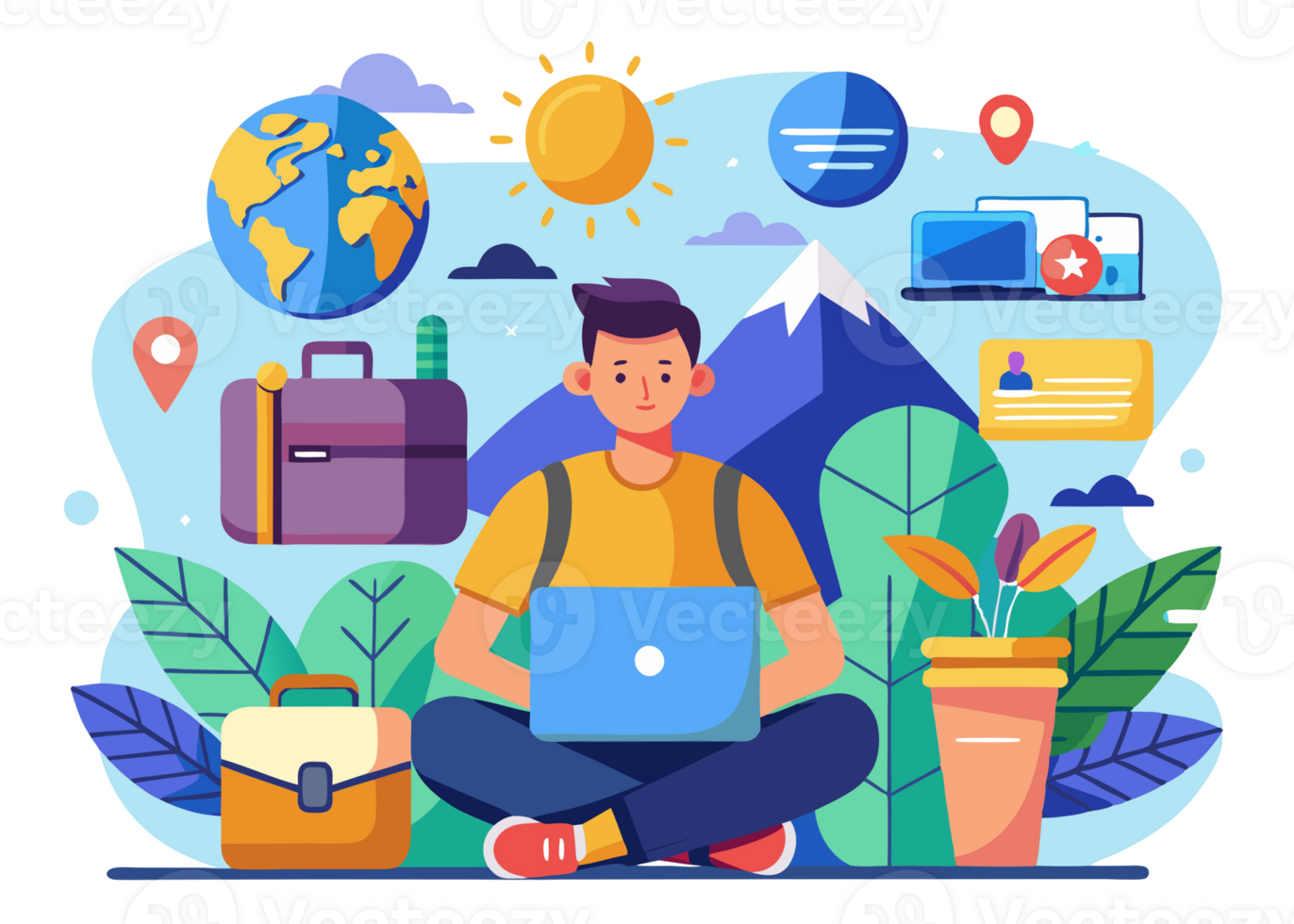 Digital Nomad Illustration, Simple Design png