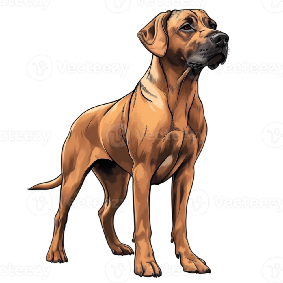 Rhodesian Ridgeback Full Body Drawing, Canine Illustration png