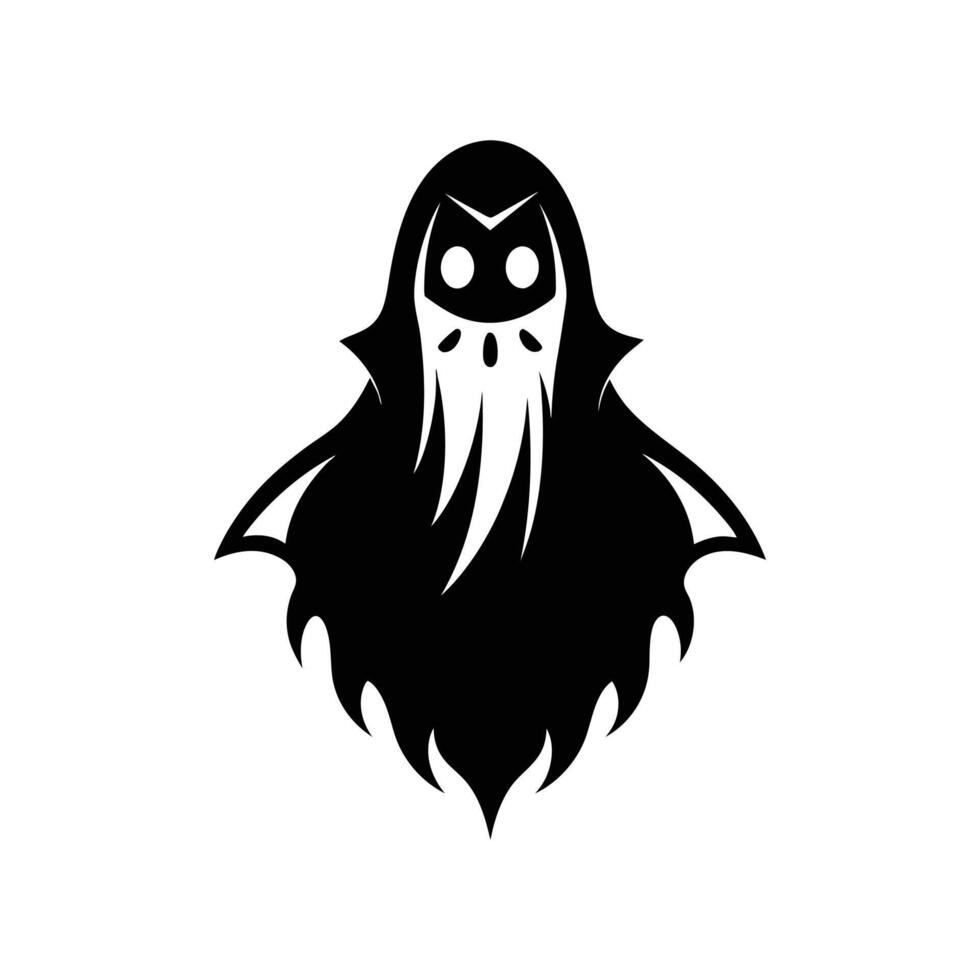 A black and white logo of a ghost with a long face vector