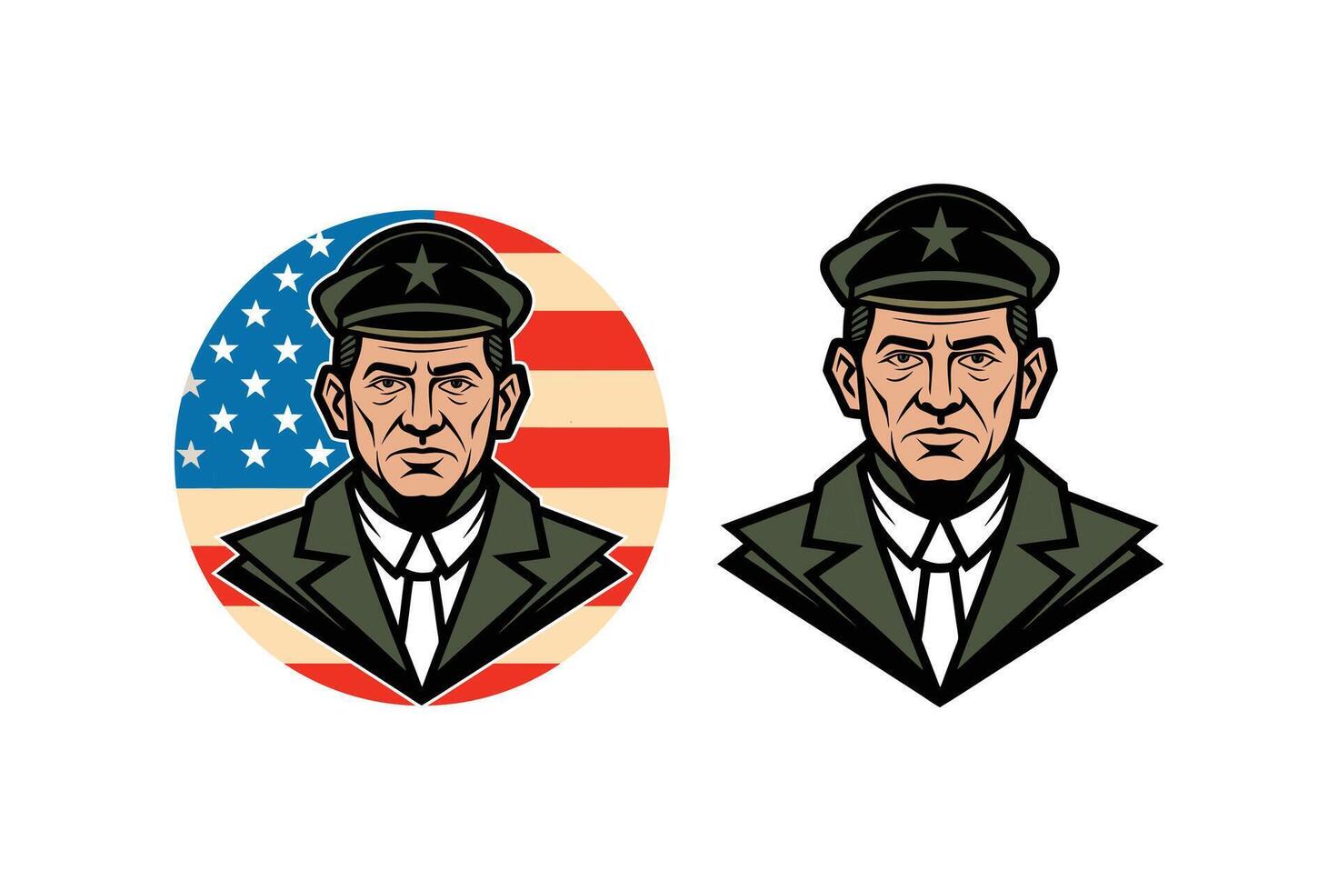 American Soldier with Flag Background vector