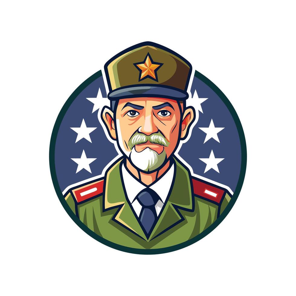 A cartoon image of a military man in uniform vector