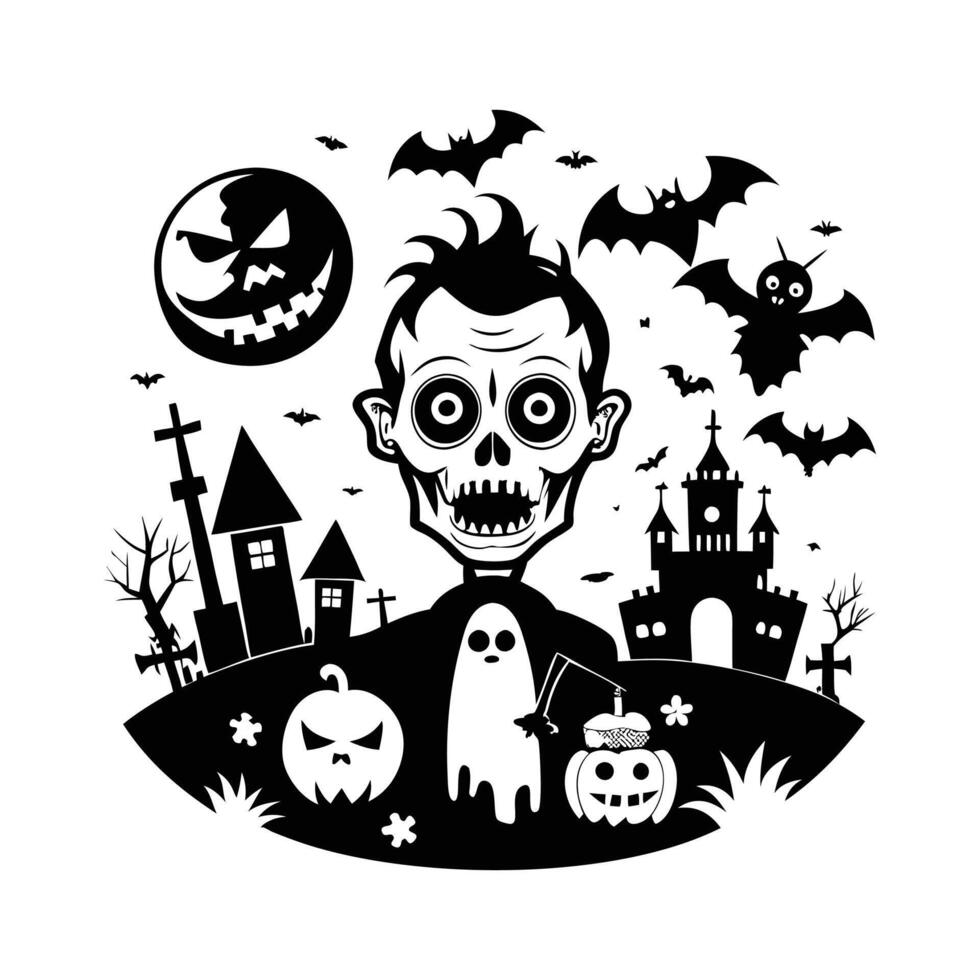 Spooky Vibes Haunted House Graphics vector