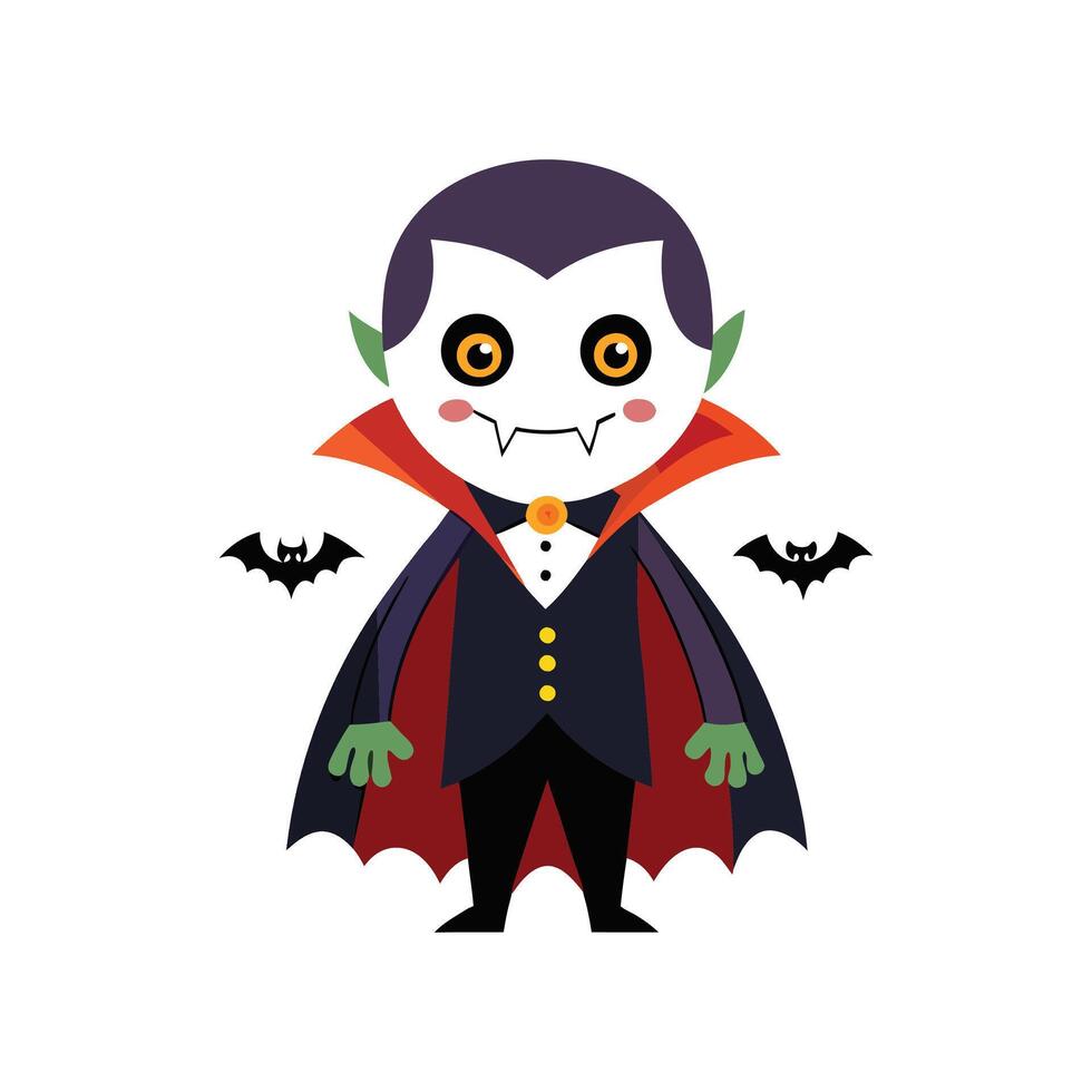 A cartoon vampire with a bat and a cape vector