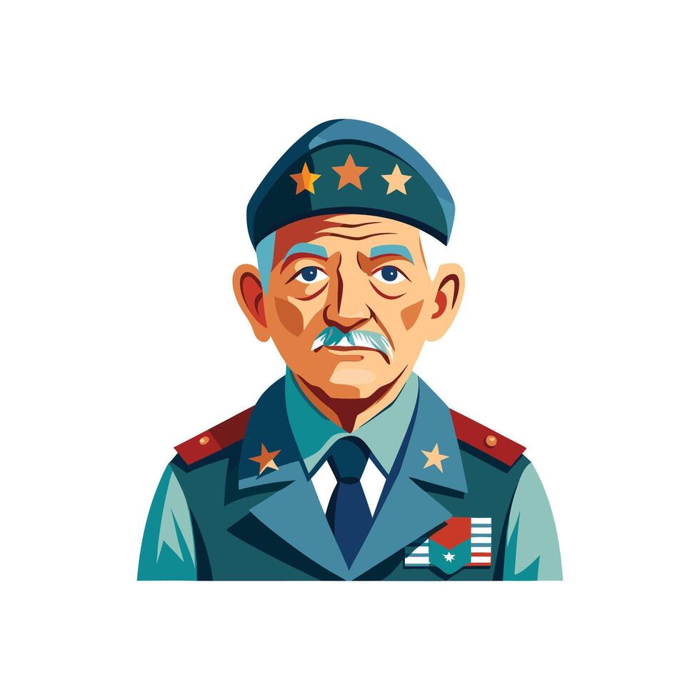 Brave and Patriotic American Veteran Soldier in Uniform vector