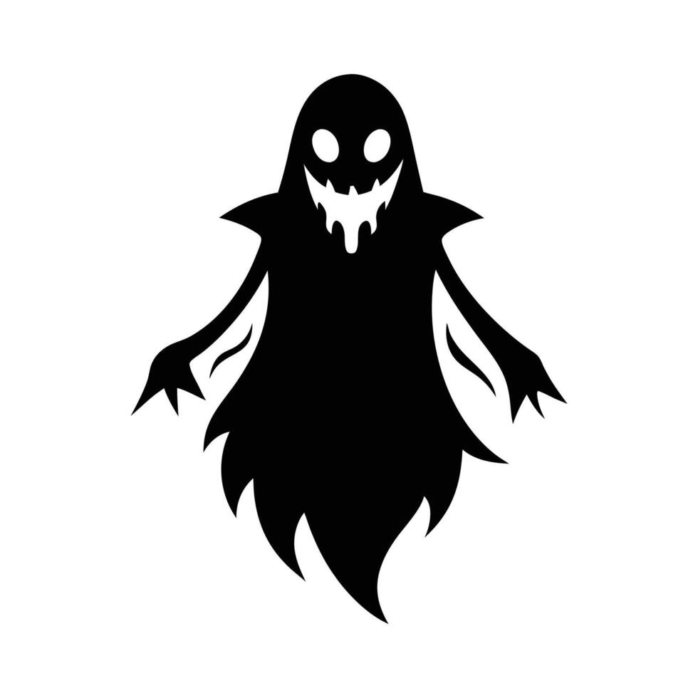 A ghost silhouette with a big head and a small mouth vector
