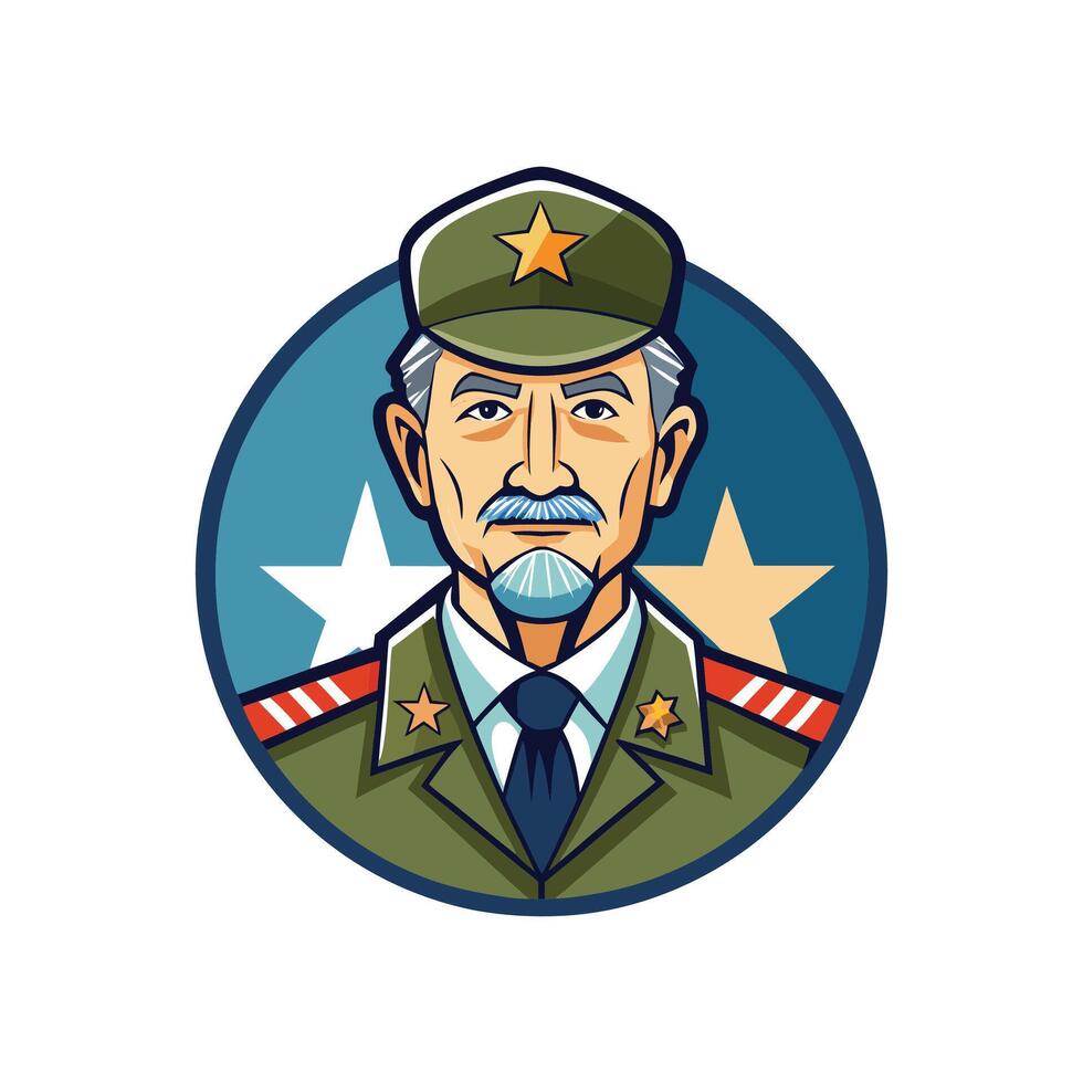A cartoon image of a military man in uniform vector