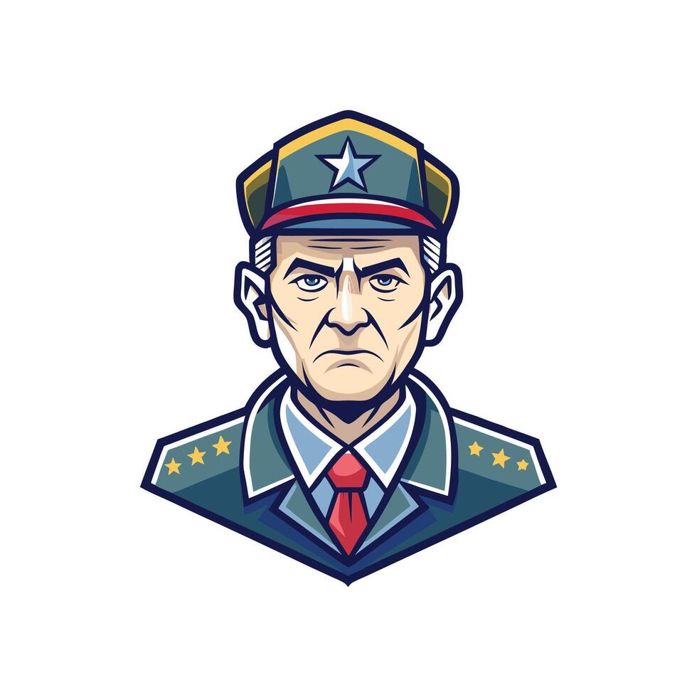 A military man in a hat and tie vector
