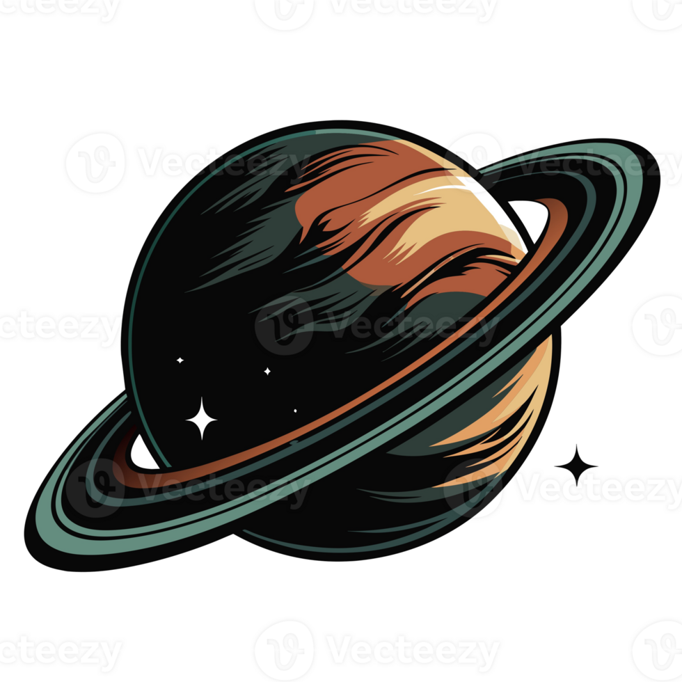 Ringed Planet Logo, Space and Astronomy Illustration png