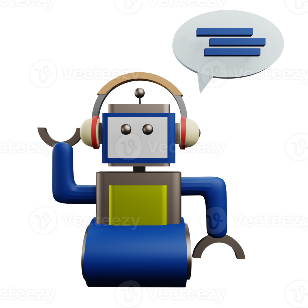 3 D illustration robot chatbot icon png
