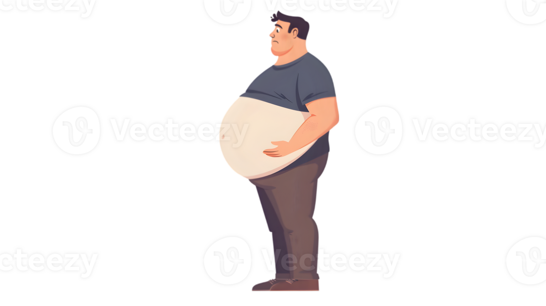 An illustration of a man with a big belly png