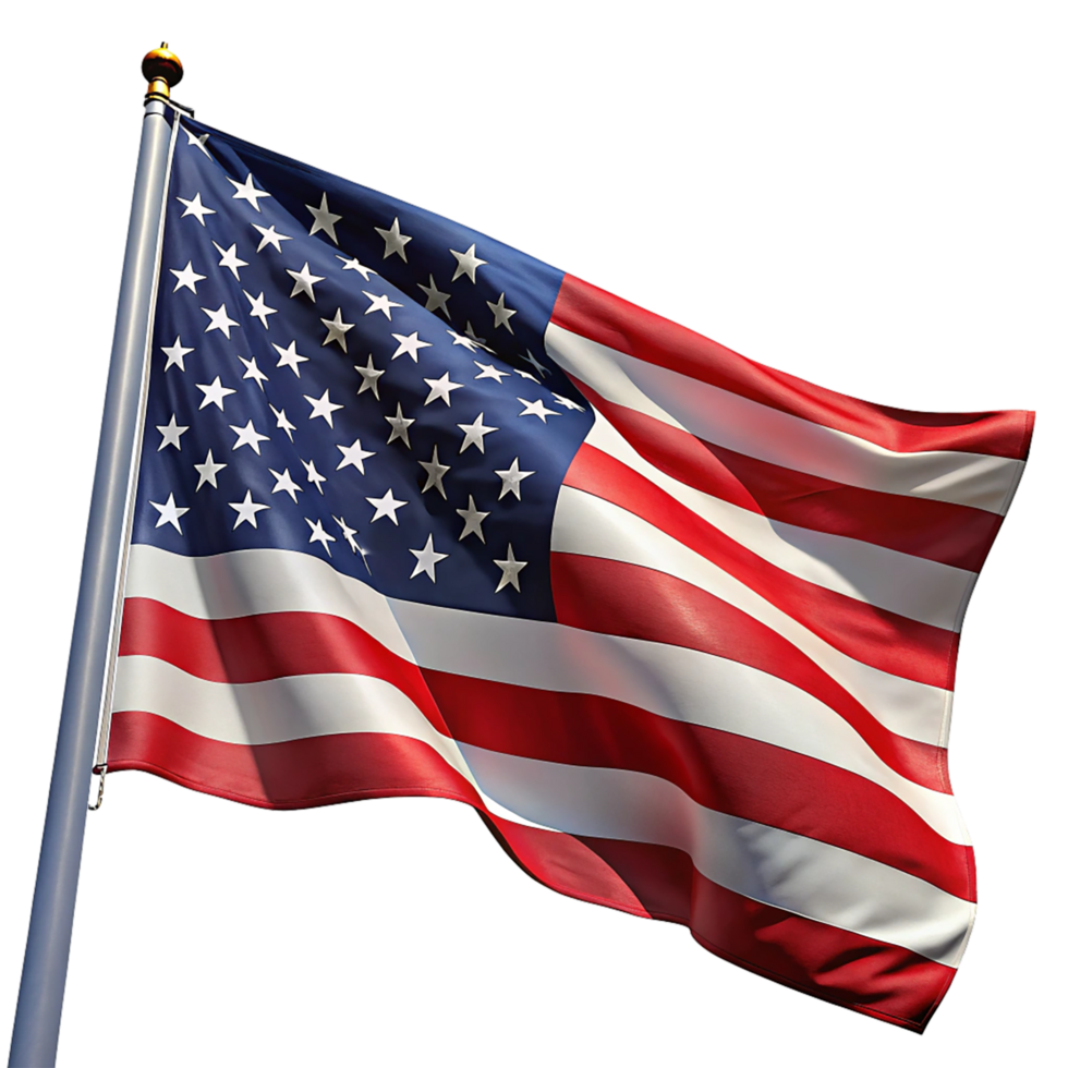 The american flag is flying in the wind png