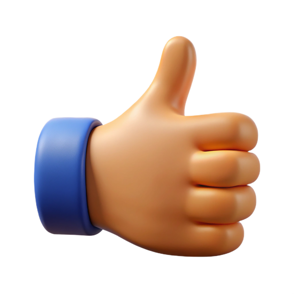 A thumb up gesture with a blue wristband png