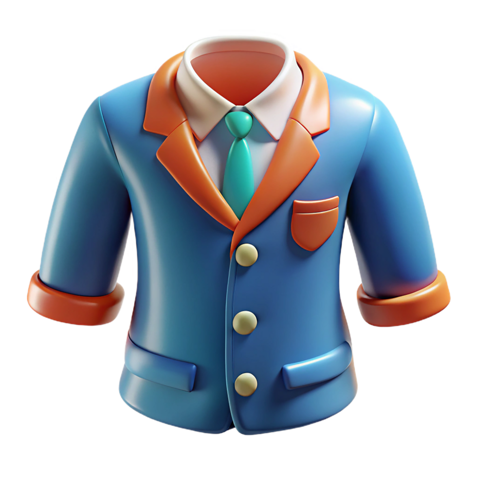 A blue suit with orange and blue tie png