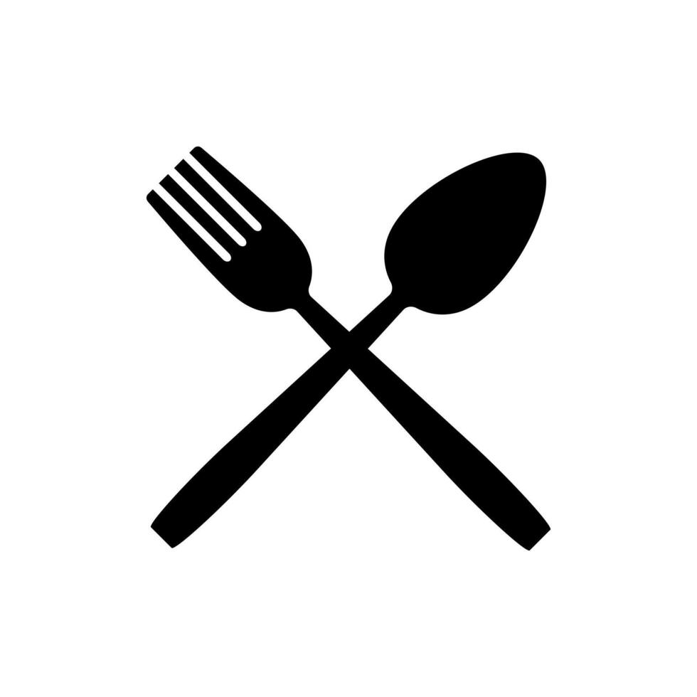 Spoon and Fork Icon Isolated on White Background vector