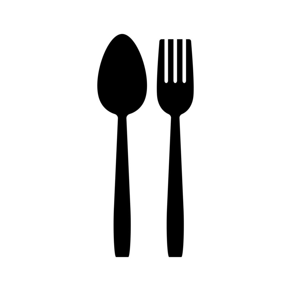 Spoon and Fork Icon Isolated on White Background vector